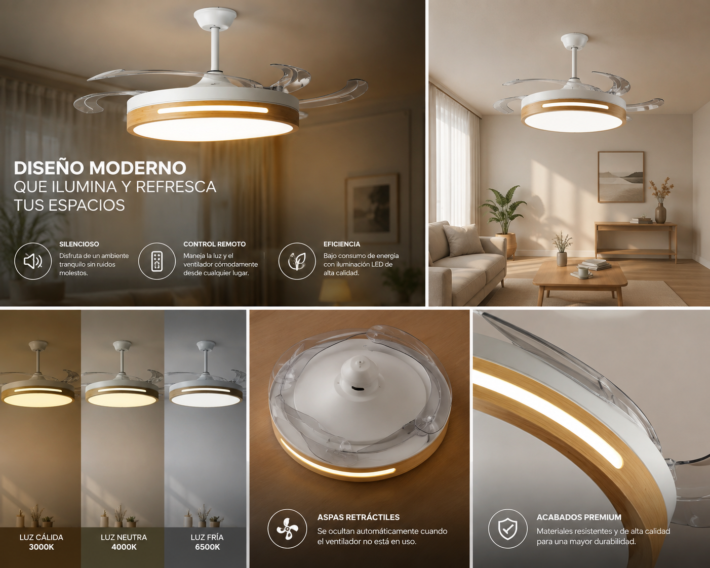ventilador techo,Led